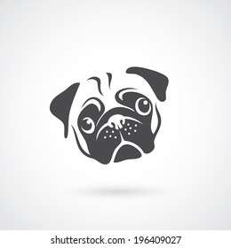 Pug dog face - vector illustration