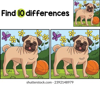 Pug Dog Encuentra Las Diferencias