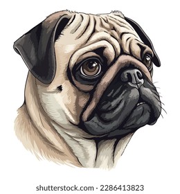 Pug Dog Flat Icon Isolated On White Background