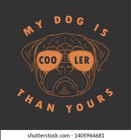 Pug Dog With Glasses Illustration Vector Graphic