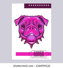 Pug Dog in a glasses. Vector illustration