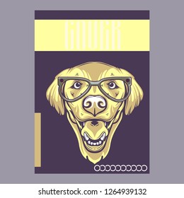 Pug Dog in a glasses. Vector illustration