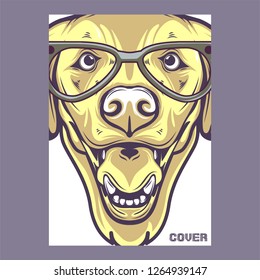 Pug Dog in a glasses. Vector illustration