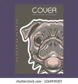 Pug Dog in a glasses. Vector illustration