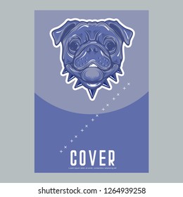 Pug Dog in a glasses. Vector illustration