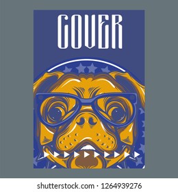 Pug Dog in a glasses. Vector illustration