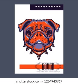 Pug Dog in a glasses. Vector illustration