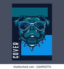 Pug Dog in a glasses. Vector illustration