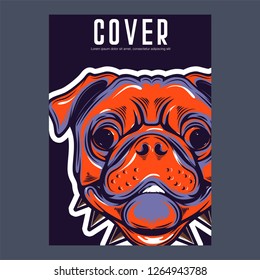 Pug Dog in a glasses. Vector illustration