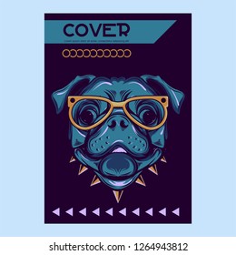 Pug Dog in a glasses. Vector illustration