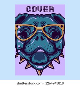Pug Dog in a glasses. Vector illustration