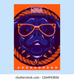 Pug Dog in a glasses. Vector illustration