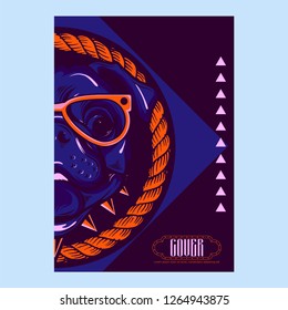 Pug Dog in a glasses. Vector illustration