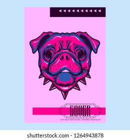 Pug Dog in a glasses. Vector illustration