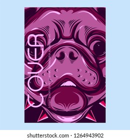 Pug Dog in a glasses. Vector illustration