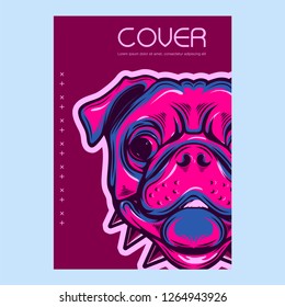 Pug Dog in a glasses. Vector illustration