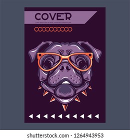 Pug Dog in a glasses. Vector illustration