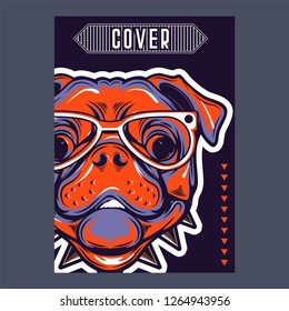 Pug Dog in a glasses. Vector illustration