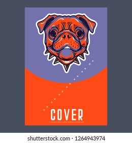 Pug Dog in a glasses. Vector illustration