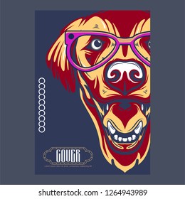 Pug Dog in a glasses. Vector illustration