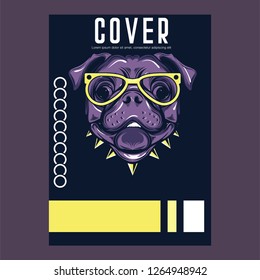 Pug Dog in a glasses. Vector illustration
