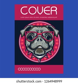Pug Dog in a glasses. Vector illustration