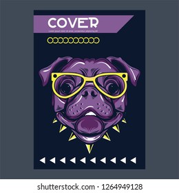 Pug Dog in a glasses. Vector illustration