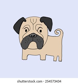 Pug dog handmade ink vector illustration