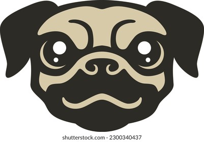 Pug Dog Head Cartoon Character Design