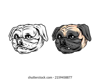 Pug Dog Head Illlustration premium vector