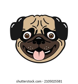 vector de mascota de cabeza de perro de pug