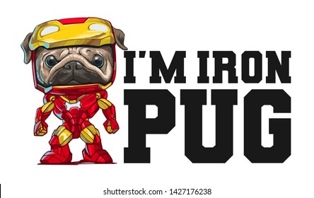 pug dog in hero costumes - vector illustration for t-shirt