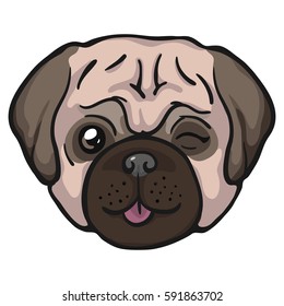 pug dog icon isolated on white background. Vector illustration