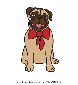 Pug. Dog illustration on a white background.