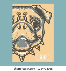 pug dog illustration with slogan - Vector 