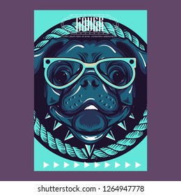 pug dog illustration with slogan - Vector 
