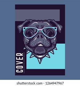 pug dog illustration with slogan - Vector 