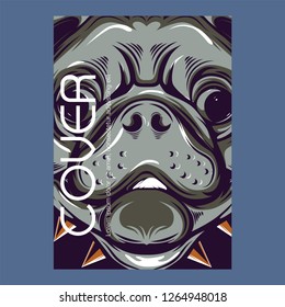pug dog illustration with slogan - Vector 