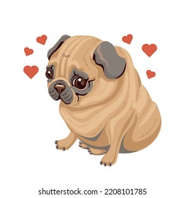 Pug dog isolated on white background vector illustration