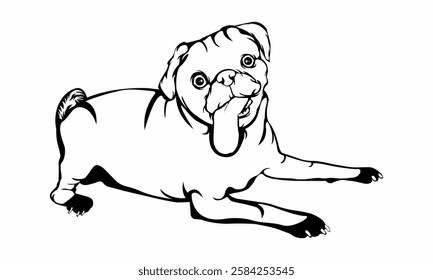 Pug dog isolated on a white background Vector Illustration