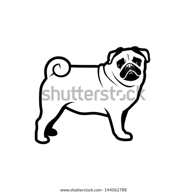 Pug Dog Isolated Vector Illustration Stock Vector (Royalty Free) 144062788