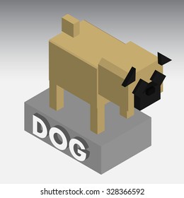 pug dog isometric minimal