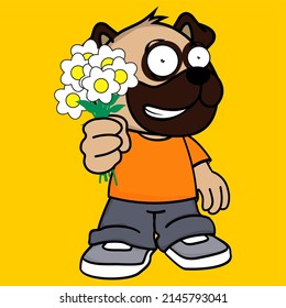 pug dog kid cartoon clothing illustration in vector format