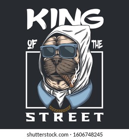 Pug dog king of the street vector illustration for your company or brand