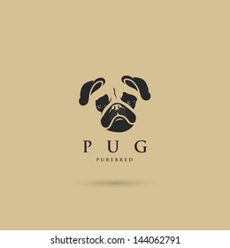 Pug dog label - vector illustration