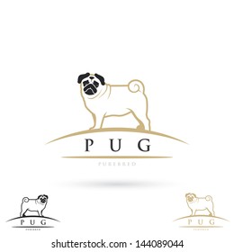 Pug dog label - vector illustration