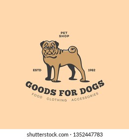 Pug dog logo design template. Vector illustration.