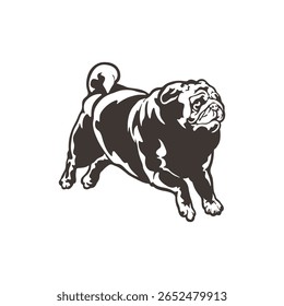 Pug Dog logotipo design vetor. Silhueta Pug Dog modelo ilustração. Símbolo de ícone