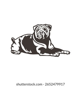 Pug Dog logotipo design vetor. Silhueta Pug Dog modelo ilustração. Símbolo de ícone