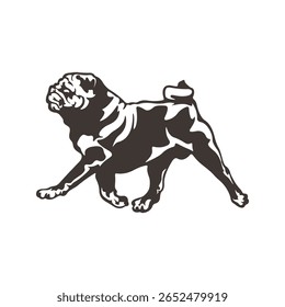 Pug Dog logotipo design vetor. Silhueta Pug Dog modelo ilustração. Símbolo de ícone